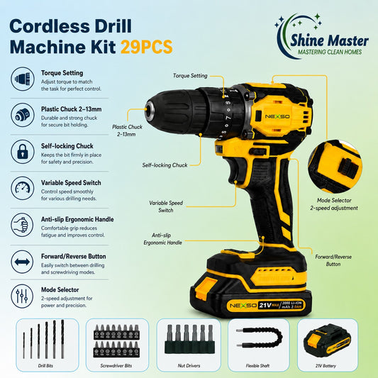 DEWALT 30-Piece Cordless Drill Set – Powerful Rechargeable Driver Kit with Dual Batteries & Bits for Home and Professional Use